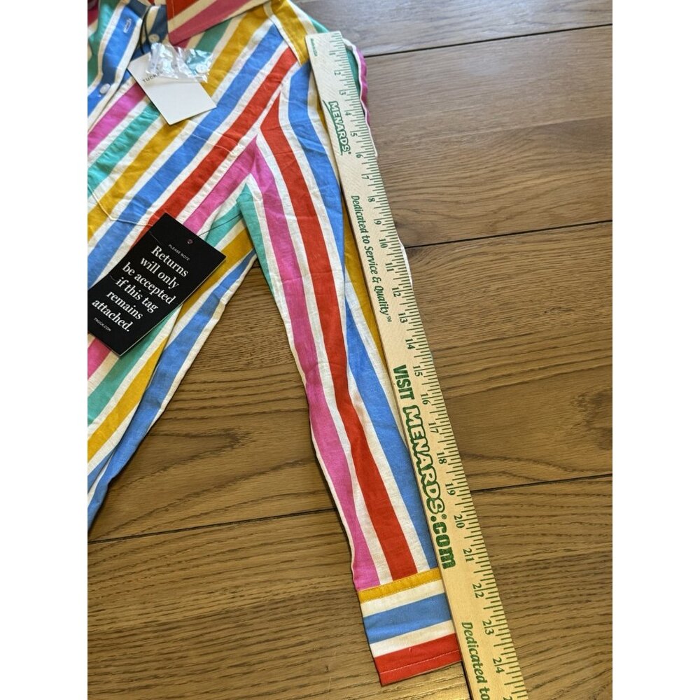 Tuckernuck Callahan Dress XS Rainbow Stripe Mini Dress size Cotton Linen Blend - Picture 13 of 16